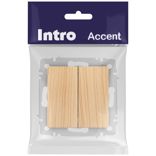 Выключатель Intro Accent 6-104-11 двойной, 10А-250В, IP20, СУ, AL/CU, сосна | код Б0063503 | ЭРА фото 2 Выключатель Intro Accent 6-104-11 двойной, 10А-250В, IP20, СУ, AL/CU, сосна | код Б0063503 | ЭРА фото 2