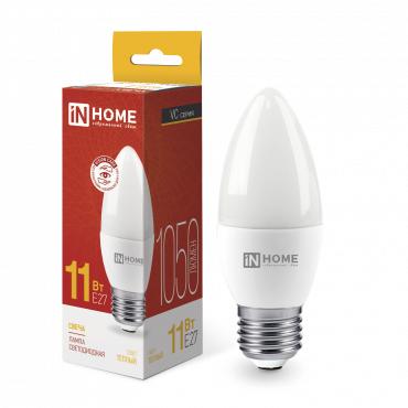 Лампа светодиодная LED-СВЕЧА-VC 11Вт свеча 3000К тепл. бел. E27 1050лм 230В | код 4690612020488 | IN HOME