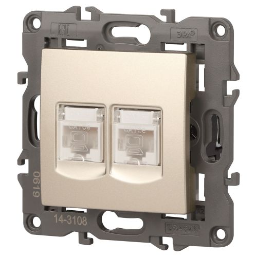 Розетка 2хRJ45, Эра Elegance, шампань, 14-3108-04 | код Б0034311 | ЭРА фото 6 Розетка 2хRJ45, Эра Elegance, шампань, 14-3108-04 | код Б0034311 | ЭРА фото 6