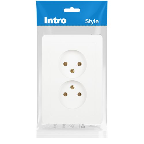 Розетка Intro 7-204-01 Style двойная без заземления 2х2P, 16А-250В, IP20, СУ, белый | код Б0060641 | ЭРА фото 2 Розетка Intro 7-204-01 Style двойная без заземления 2х2P, 16А-250В, IP20, СУ, белый | код Б0060641 | ЭРА фото 2