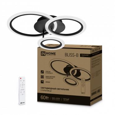 Светильник светодиодный ELEGANT BLISS-B 60Вт 230В 3000-6500К 4700лм 500х500х140мм с пультом ДУ черн. | код 4690612043371 | IN HOME