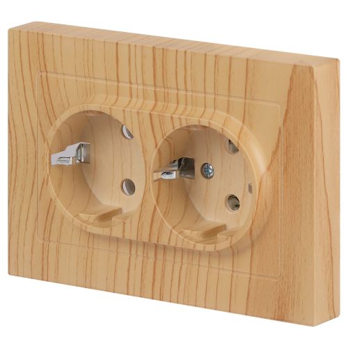 Розетка Intro Accent 6-205-11 2X2P+E Schuko, 16А-250В, IP20, СУ, AL/CU, сосна | код Б0063504 | ЭРА фото 4 Розетка Intro Accent 6-205-11 2X2P+E Schuko, 16А-250В, IP20, СУ, AL/CU, сосна | код Б0063504 | ЭРА фото 4