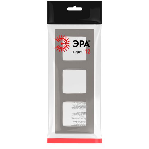 Рамка для розеток и выключателей Серия 12 12-5203-16 на 3 поста, Классик, титан | код Б0067790 | ЭРА