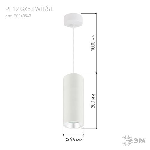 Светильник декоративный подвесной под лампу GX53 алюминий цвет белый+серебро PL12 GX53 WH/SL | код Б0048543 | ЭРА фото 2 Светильник декоративный подвесной под лампу GX53 алюминий цвет белый+серебро PL12 GX53 WH/SL | код Б0048543 | ЭРА фото 2