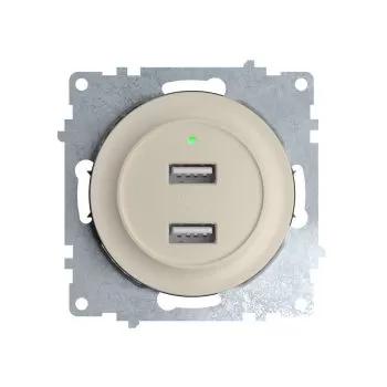 Розетка USB 2-м СП Florence 16А IP20 с подсветкой механизм беж. 1E10351301 | код. 2260090 | OneKeyElectro