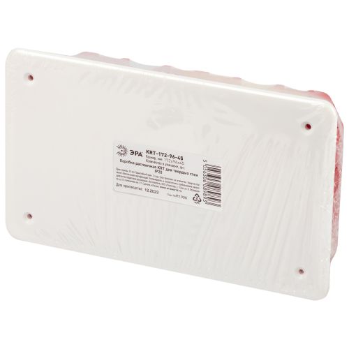 Коробка распаячная KRT 172х96х45мм для твердых стен, саморез., крышка IP20 (70/630) | код Б0047259 | ЭРА фото 3 Коробка распаячная KRT 172х96х45мм для твердых стен, саморез., крышка IP20 (70/630) | код Б0047259 | ЭРА фото 3