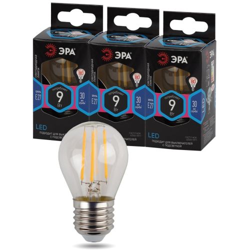 Лампа светодиодная декоративная LED 9 Вт 1170Лм 4000К шар, филамент нейтральный E27 230В F-LED P45-9w-840-E27 | код Б0047029 | ЭРА фото 5 Лампа светодиодная декоративная LED 9 Вт 1170Лм 4000К шар, филамент нейтральный E27 230В F-LED P45-9w-840-E27 | код Б0047029 | ЭРА фото 5