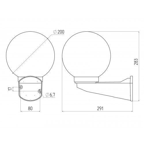 Светильник настенный НБУ 01-60-205 шар дымчатый IP44 Е27 max60Вт d200mm с настенным крепежом | код Б0048082 | ЭРА Светильник настенный НБУ 01-60-205 шар дымчатый IP44 Е27 max60Вт d200mm с настенным крепежом | код Б0048082 | ЭРА