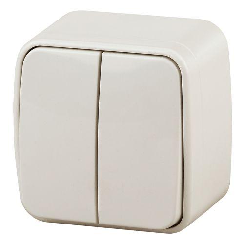 Выключатель Intro Polo 3-104-02 двухклавишный, 10A-250В, IP20, ОУ, слоновая кость | код Б0053538 | ЭРА