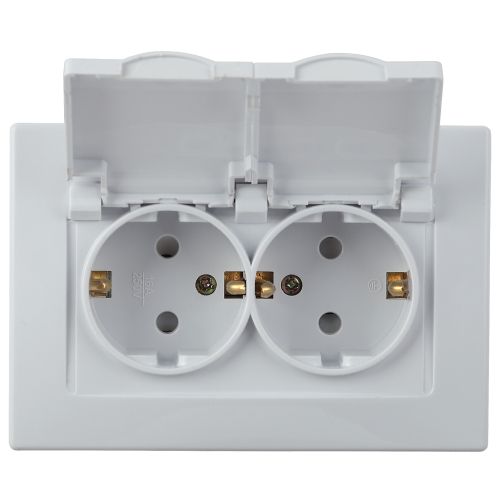 Розетка Intro Plano 1-210-01 с заземлением двойная 2х2P+E Schuko с крышкой шторками, 16А-250В, IP20, СУ, IP44, белый | код Б0053934 | ЭРА фото 2 Розетка Intro Plano 1-210-01 с заземлением двойная 2х2P+E Schuko с крышкой шторками, 16А-250В, IP20, СУ, IP44, белый | код Б0053934 | ЭРА фото 2