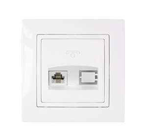 Беларусь Розетка двухместная телефонная скрытая с одним гнездом | код ТР4-056 | БелТИЗ