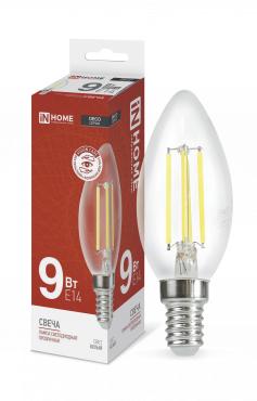 Лампа светодиодная LED-СВЕЧА-deco 9Вт свеча прозрачная 4000К нейтр. бел. E14 1040лм 230В | код 4690612026206 | IN HOME