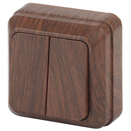 Выключатель двойной, 10А-250В, ОУ, Quadro, венге | код Б0053761 | ЭРА Выключатель двойной, 10А-250В, ОУ, Quadro, венге | код Б0053761 | ЭРА