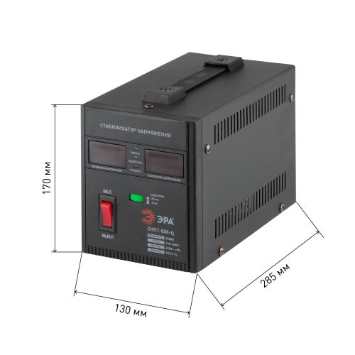 Стабилизатор напряжения переносной СНПТ-500-Ц цифровой дисплей 140-260В/220/В, 500ВА | код Б0020157 | ЭРА фото 3 Стабилизатор напряжения переносной СНПТ-500-Ц цифровой дисплей 140-260В/220/В, 500ВА | код Б0020157 | ЭРА фото 3