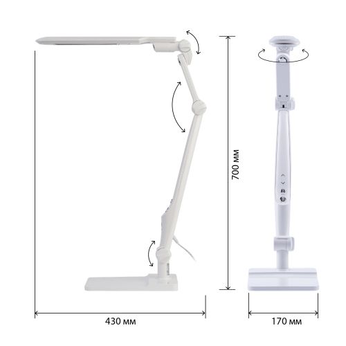 Светильник настольный светодиодный NLED-497-12W-W на струбцине и с основанием белый | код Б0052770 | ЭРА фото 10 Светильник настольный светодиодный NLED-497-12W-W на струбцине и с основанием белый | код Б0052770 | ЭРА фото 10