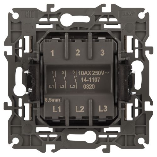 Выключатель тройной, 10АХ-250В, Эра Elegance, шампань,14-1107-04 | код Б0034253 | ЭРА фото 4 Выключатель тройной, 10АХ-250В, Эра Elegance, шампань,14-1107-04 | код Б0034253 | ЭРА фото 4