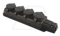 Блок розеточный 4х2P+E c крышкой, IP44, моноблок, черный | код 010-083-500294 | Mutlusan