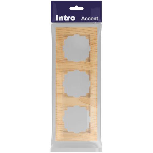 Рамка для розеток и выключателей Intro Accent 6-503-11 на 3 поста, СУ, сосна | код Б0063795 | ЭРА