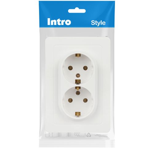 Розетка двойная с заземлением 2X2P+E Schuko, 16А-250В, IP20, СУ, белый Intro 7-205-01 Style | код Б0060621 | ЭРА фото 2 Розетка двойная с заземлением 2X2P+E Schuko, 16А-250В, IP20, СУ, белый Intro 7-205-01 Style | код Б0060621 | ЭРА фото 2