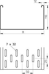 Лоток листовой перфорированный 300х110 L3000 сталь 1мм MKS 130 FT OBO 6060641 фото 2 Лоток листовой перфорированный 300х110 L3000 сталь 1мм MKS 130 FT OBO 6060641 фото 2