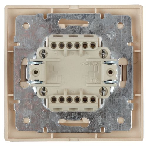 Выключатель Intro Plano 1-104-02 двухклавишный, 10А-250В, IP20, СУ, слоновая кость | код Б0053760 | ЭРА