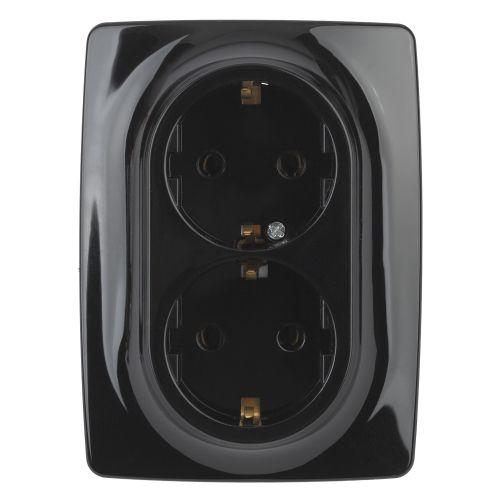 Розетка 2X2P+E Schuko со шторками , 16A-250В, Эра12, чёрный, 12-2108-06 | код Б0036447 | ЭРА Розетка 2X2P+E Schuko со шторками , 16A-250В, Эра12, чёрный, 12-2108-06 | код Б0036447 | ЭРА