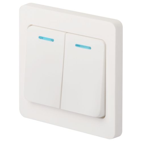 Выключатель Intro Style 7-105-01 двойной с подсветкой, 10А-250В, IP20, СУ, белый | код Б0060631 | ЭРА фото 3 Выключатель Intro Style 7-105-01 двойной с подсветкой, 10А-250В, IP20, СУ, белый | код Б0060631 | ЭРА фото 3