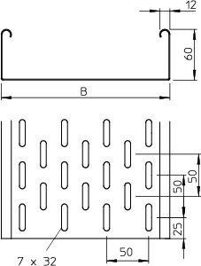 Лоток листовой перфорированный 150х60 L3000 сталь 1.5мм SKS 615 FT OBO 6056644 Лоток листовой перфорированный 150х60 L3000 сталь 1.5мм SKS 615 FT OBO 6056644