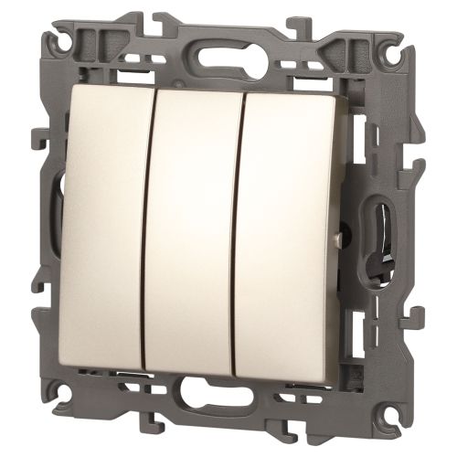 Выключатель тройной, 10АХ-250В, Эра Elegance, шампань,14-1107-04 | код Б0034253 | ЭРА фото 5 Выключатель тройной, 10АХ-250В, Эра Elegance, шампань,14-1107-04 | код Б0034253 | ЭРА фото 5