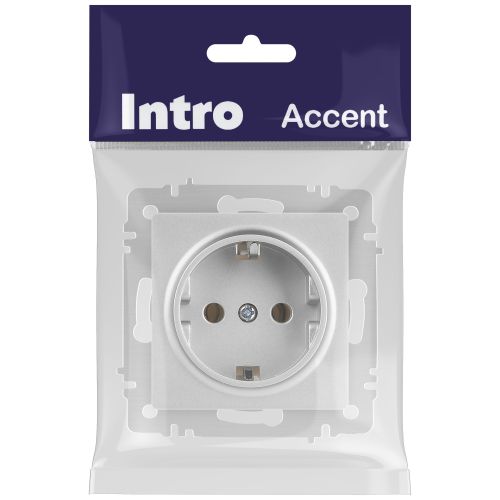Розетка Intro Accent 6-202-03 2P+E Schuko, 16А-250В, IP20, СУ, алюминий | код Б0063686 | ЭРА Розетка Intro Accent 6-202-03 2P+E Schuko, 16А-250В, IP20, СУ, алюминий | код Б0063686 | ЭРА