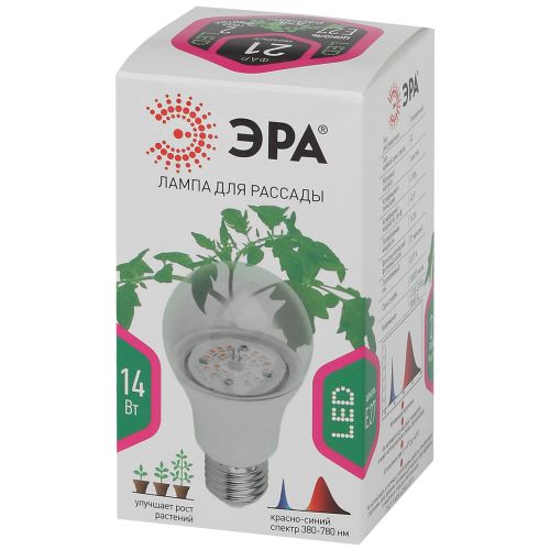 Лампа светодиодная лампа для рассады тип А60, 14 Вт, 220-240V FITO-12W-RB-E27-K | код Б0039071 | ЭРА фото 3 Лампа светодиодная лампа для рассады тип А60, 14 Вт, 220-240V FITO-12W-RB-E27-K | код Б0039071 | ЭРА фото 3