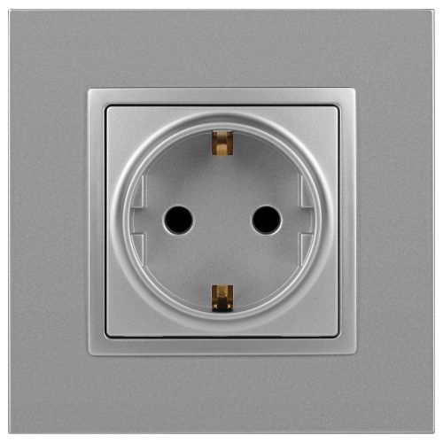 Розетка 2P+E Schuko со шторками, 16А-250В, Эра Elegance, алюминий, 14-2102-03 | код Б0034274 | ЭРА фото 3 Розетка 2P+E Schuko со шторками, 16А-250В, Эра Elegance, алюминий, 14-2102-03 | код Б0034274 | ЭРА фото 3