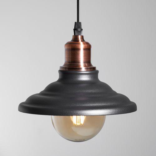 Светильник подвесной декоративный PL4 BK/RC металл, E27, max 60W, d203 мм, шагрень черный/медь (10/210) | код Б0037438 | ЭРА фото 6 Светильник подвесной декоративный PL4 BK/RC металл, E27, max 60W, d203 мм, шагрень черный/медь (10/210) | код Б0037438 | ЭРА фото 6