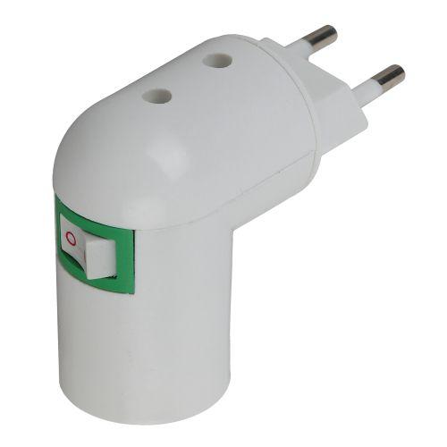 Переходник E27-S вилка-E27 с выкл. бел. ЭРА Б0027981 Переходник E27-S вилка-E27 с выкл. бел. ЭРА Б0027981