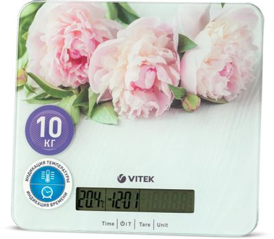 Весы кухонные электронные Vitek VT-2414 макс.вес:10кг белый/цветы | код 2035281 | VITEK Весы кухонные электронные Vitek VT-2414 макс.вес:10кг белый/цветы | код 2035281 | VITEK