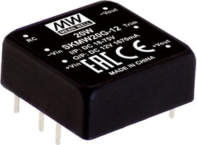 Источник питания DC-DC, 20Вт, Uвх=18…75B, Uвых=5В/4А, рег. вых=±10%Uном, вход дист. управл., изоляция 1500В DC, в корпусе 25.4х25.4х10.2мм, -40С…+85С | код SKMW20G-05 | MeanWell Источник питания DC-DC, 20Вт, Uвх=18…75B, Uвых=5В/4А, рег. вых=±10%Uном, вход дист. управл., изоляция 1500В DC, в корпусе 25.4х25.4х10.2мм, -40С…+85С | код SKMW20G-05 | MeanWell