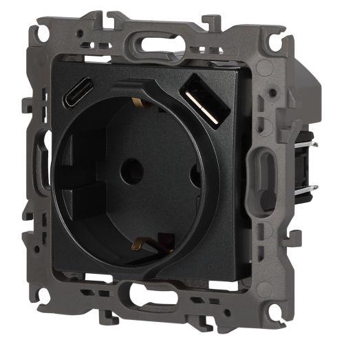 Розетка Серия 12 12-4108-12 2P+E 16A-250В со шторками с USB type-A+C 5В-3А графит | код Б0067700 | ЭРА фото 5 Розетка Серия 12 12-4108-12 2P+E 16A-250В со шторками с USB type-A+C 5В-3А графит | код Б0067700 | ЭРА фото 5