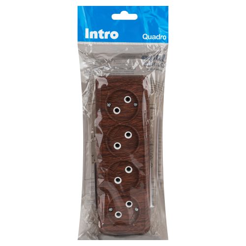 Розетка Intro Quadro 2-207-10 без заземления четырехместная 4х2P, 16А-250В, IP20, ОУ, венге | код Б0053833 | ЭРА Розетка Intro Quadro 2-207-10 без заземления четырехместная 4х2P, 16А-250В, IP20, ОУ, венге | код Б0053833 | ЭРА