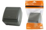 Выключатель 1-кл. открытой установки с подсветкой IP44 10А серый Селигер TDM | код SQ1818-0103 | TDM