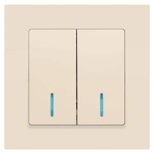 Выключатель Intro Accent 6-105-02 двойной с подсветкой, 10А-250В, IP20, СУ, AL/CU, слоновая кость | код Б0063509 | ЭРА фото 3 Выключатель Intro Accent 6-105-02 двойной с подсветкой, 10А-250В, IP20, СУ, AL/CU, слоновая кость | код Б0063509 | ЭРА фото 3