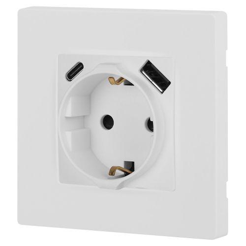 Розетка Серия 12 12-4108-01М 2P+E 16A-250В со шторками с USB type-A+C 5В-3А белый матовый | код Б0067711 | ЭРА фото 6 Розетка Серия 12 12-4108-01М 2P+E 16A-250В со шторками с USB type-A+C 5В-3А белый матовый | код Б0067711 | ЭРА фото 6