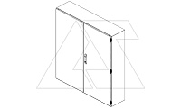 Щит моноблочный 1200x1200x300мм (ВхШхГ) навесной с монтажной панелью, 2 глухие двери, ригельный замок, 6 петель, RAL7035, IP54 | код DM281-230 | Tekpan