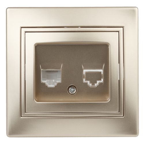 Розетка телефонная RJ11, СУ, Plano, шампань, 1-302-04 | код Б0030083 | ЭРА Розетка телефонная RJ11, СУ, Plano, шампань, 1-302-04 | код Б0030083 | ЭРА