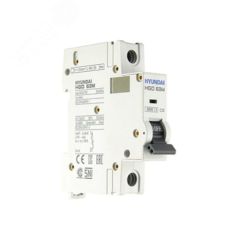 Автоматический выключатель HGD63-M 1PMCS0000C 00025 1 полюс, 25А, ток к.з. 6kA, хар-ка C (STANDARD) | код 13.04.000850 | Hyundai Автоматический выключатель HGD63-M 1PMCS0000C 00025 1 полюс, 25А, ток к.з. 6kA, хар-ка C (STANDARD) | код 13.04.000850 | Hyundai