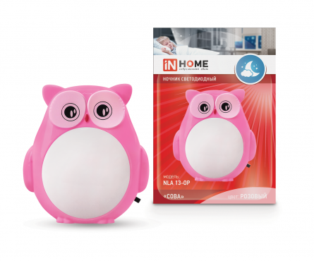 Ночник светодиодный NLA 13-OP СОВА розовая с выкл 230В IN HOME | код 4690612036656 | IN HOME Ночник светодиодный NLA 13-OP СОВА розовая с выкл 230В IN HOME | код 4690612036656 | IN HOME