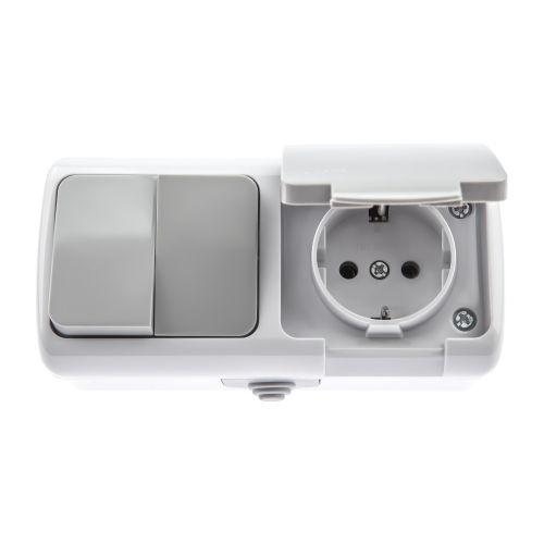 Блок розетка с выключателем Intro Atlantic 5-702-03 двойным 2P+E, 10(16)А-250В, открытой установки, IP54, серый | код Б0050948 | ЭРА фото 5 Блок розетка с выключателем Intro Atlantic 5-702-03 двойным 2P+E, 10(16)А-250В, открытой установки, IP54, серый | код Б0050948 | ЭРА фото 5