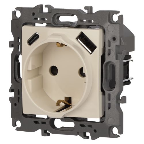 Розетка Серия 12 12-4108-02 2P+E 16A-250В со шторками с USB type-A+C 5В-3А слоновая кость | код Б0067731 | ЭРА фото 5 Розетка Серия 12 12-4108-02 2P+E 16A-250В со шторками с USB type-A+C 5В-3А слоновая кость | код Б0067731 | ЭРА фото 5