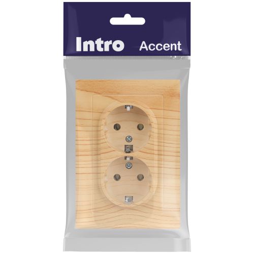 Розетка Intro Accent 6-205-11 2X2P+E Schuko, 16А-250В, IP20, СУ, AL/CU, сосна | код Б0063504 | ЭРА Розетка Intro Accent 6-205-11 2X2P+E Schuko, 16А-250В, IP20, СУ, AL/CU, сосна | код Б0063504 | ЭРА