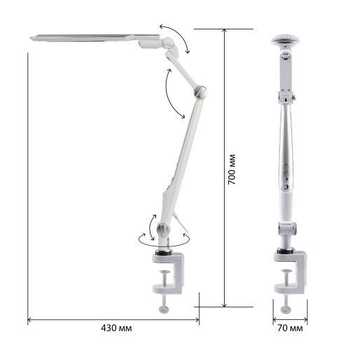 Светильник настольный светодиодный NLED-496-12W-S на струбцине серебро | код Б0052768 | ЭРА фото 9 Светильник настольный светодиодный NLED-496-12W-S на струбцине серебро | код Б0052768 | ЭРА фото 9