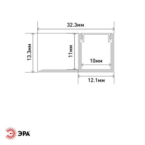 Комплект с анодированным профилем под плитку и гипсокартон толщиной до 9 мм 3213 32х13мм 2,5м | код Б0062855 | ЭРА